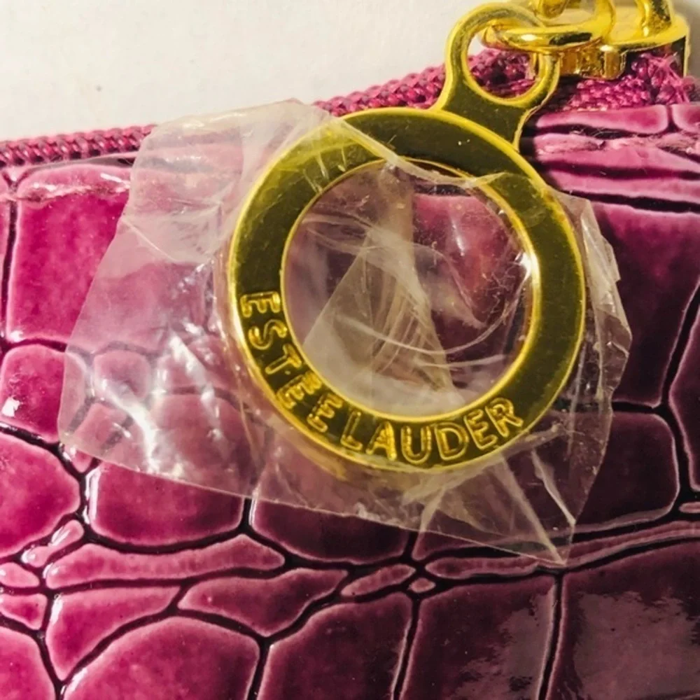 Estee Lauder Maroon Reptilian Makeup Bag NWOT